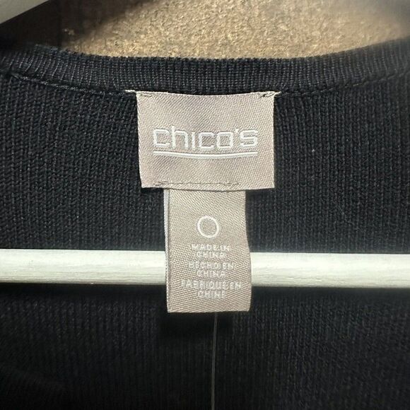 Chicos Long Cardigan vest Colorblock Black white Size 0 small - Picture 5 of 8